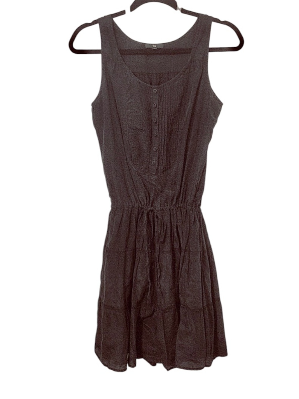 Guess Black Mini Dress Silk Cotton Blend Sleeveless Tiered Flowy Beachy Sundress